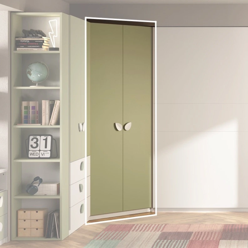 Cabina ad angolo, L.120 x 120 H.240, Bianco opaco e Pistacchio