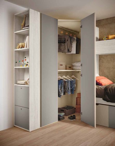 Cabina per camerette, finitura Grigio seta e Bianco altea