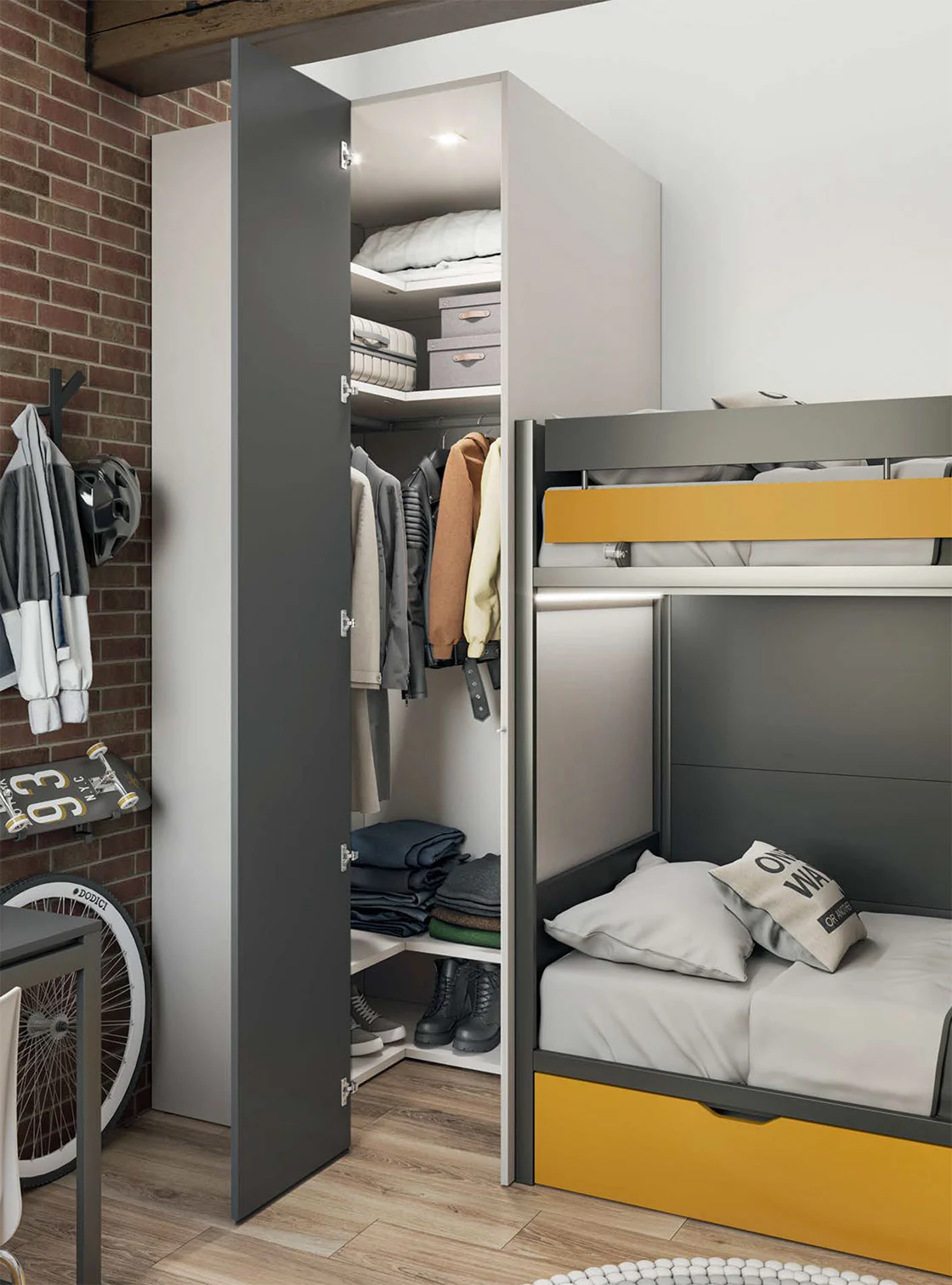 cameretta con cabina e castello