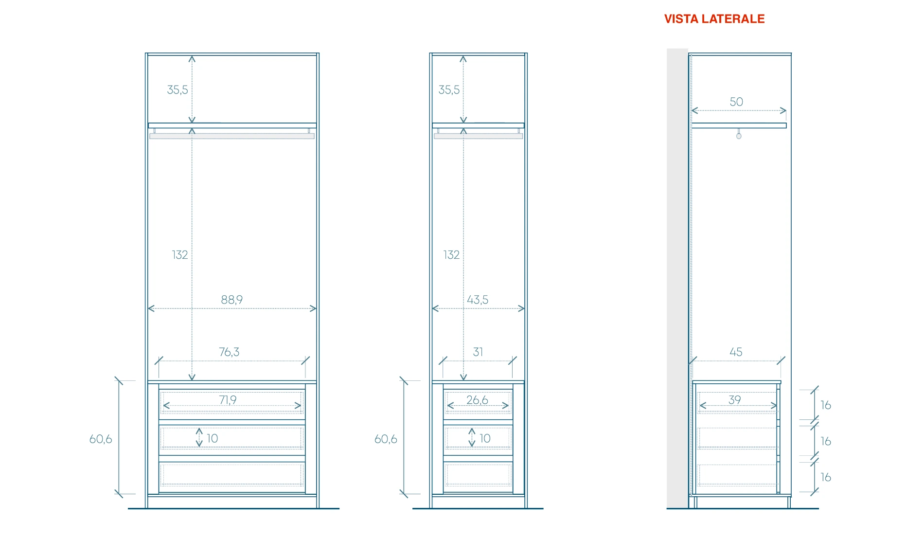 cabina moderna con cassetti