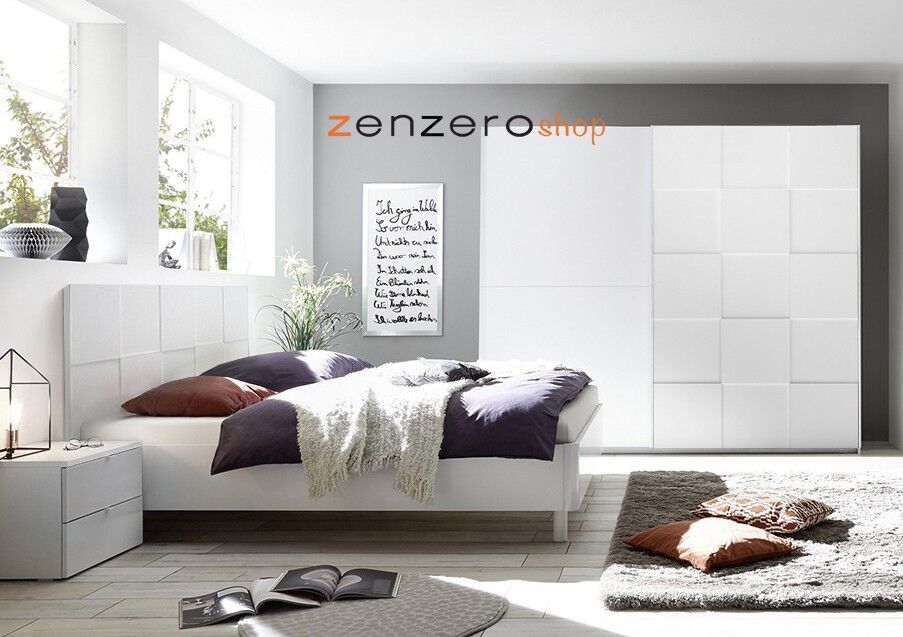 Camera da letto matrimoniale moderna completa in finitura bianco opaco