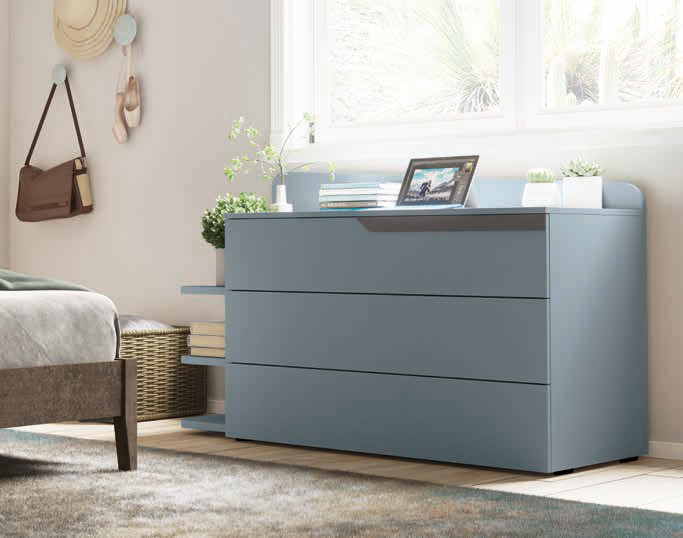 Comò moderno con apertura push-pull, finitura  Cenere