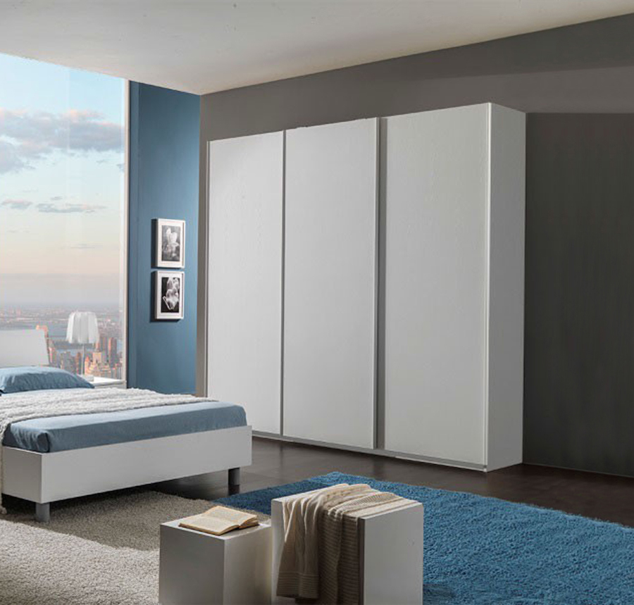 Armadio a 3 ante scorrevoli bianco frassinato