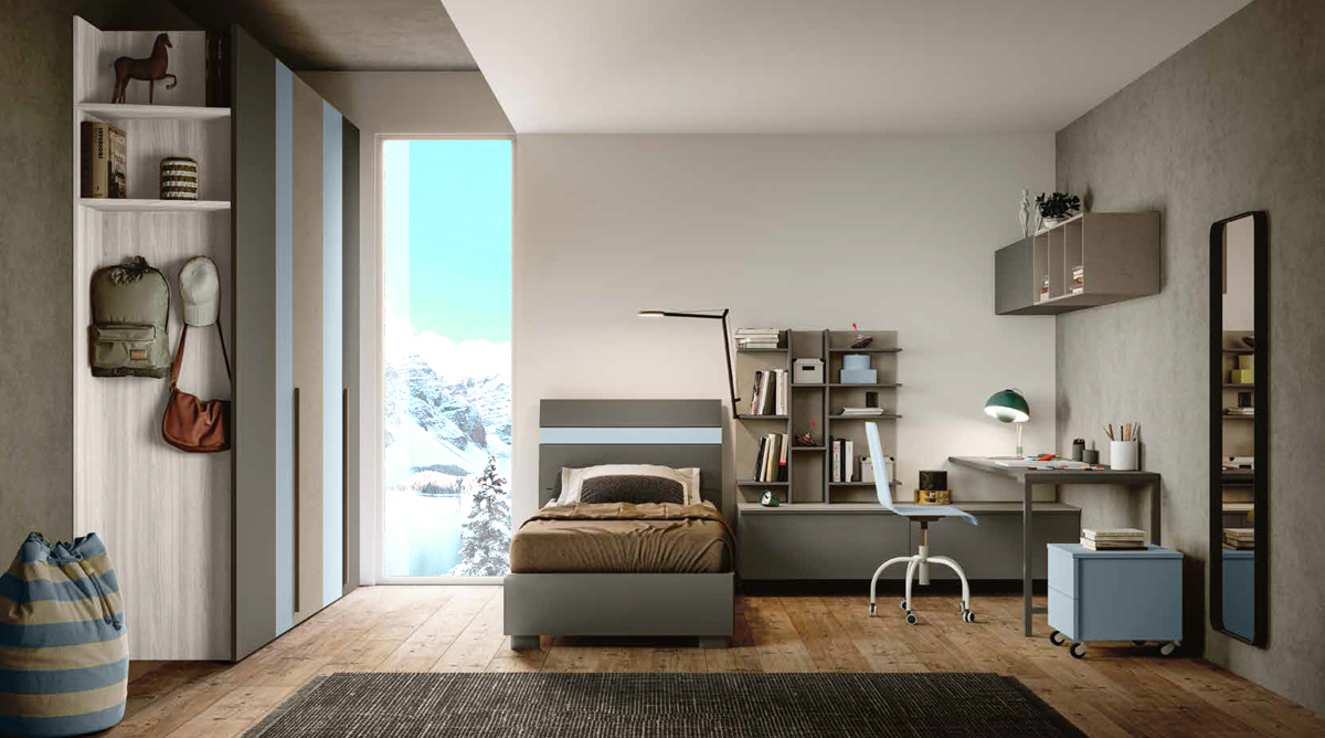 Camera bambino in Grigio cenere, Seta e Carta da zucchero