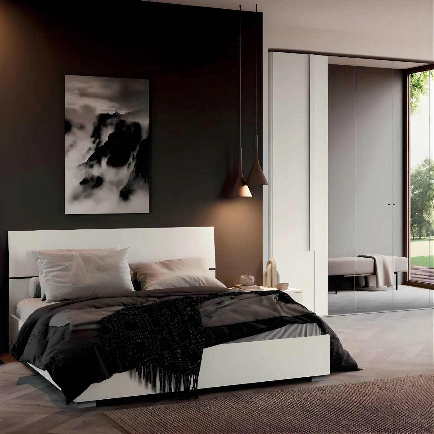 Camera matrimoniale Bianco opaco, con armadio battente