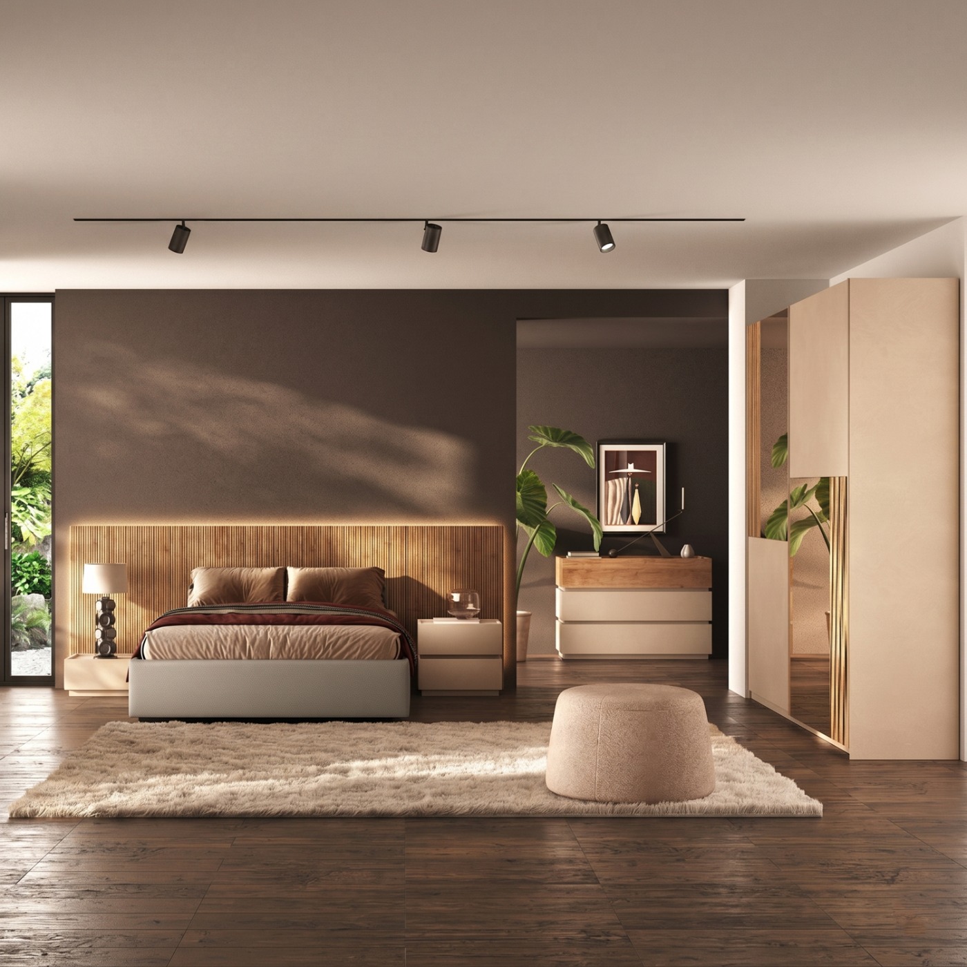 Camera matrimoniale cannettato Cadiz, Cashmere e Beige