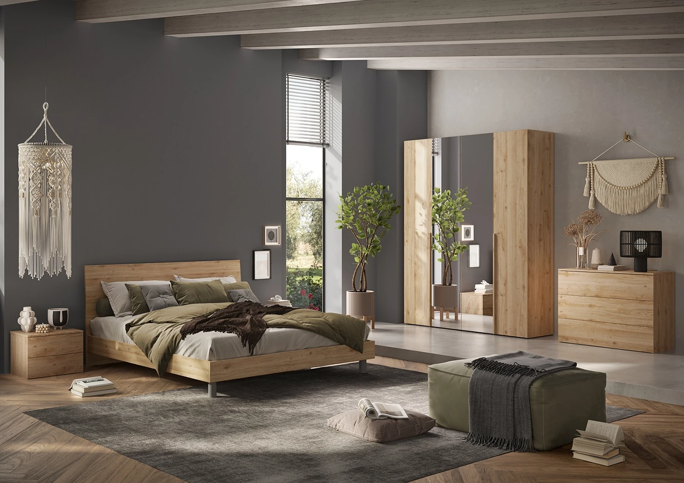 Camera matrimoniale completa bloccata, finitura Cadiz