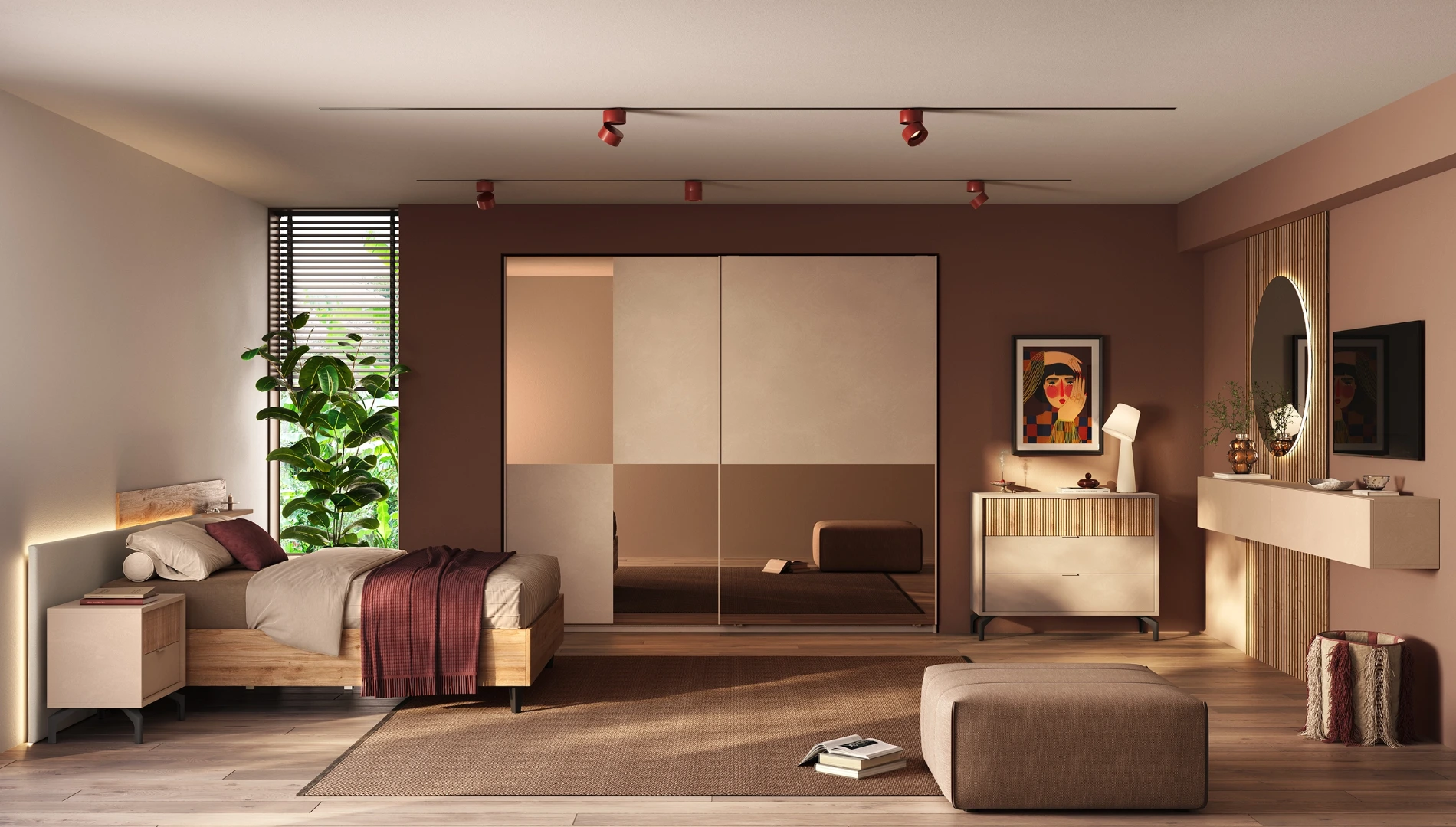 Armadio Cashmere con specchi, 2 ante scorrevoli