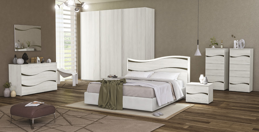 Settimino moderno con 6 cassetti, Olmo Bianco, Made in Italy