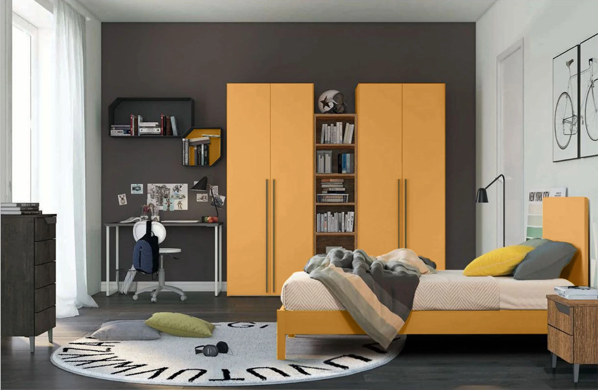 Mobili per ragazzi in sconto, cameretta Miele completa