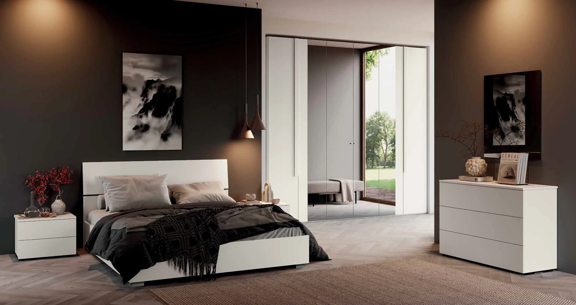 Camera matrimoniale Bianco opaco, con armadio battente