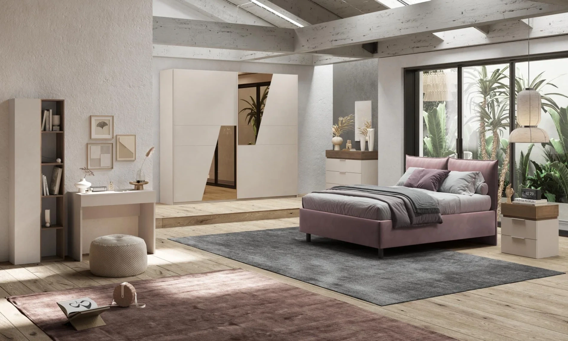 camera con letto matrimoniale rosa