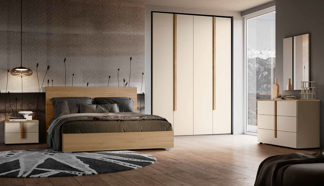 Camera da letto matrimoniale Orzo e Noce biondo