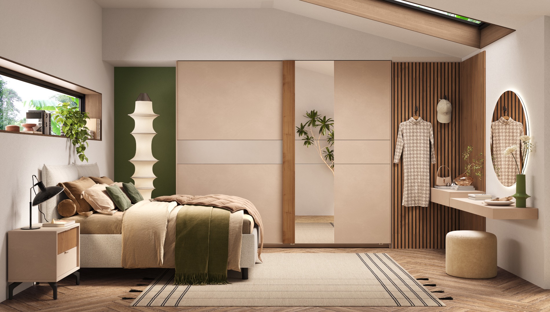 armadio scorrevole cashmere e noce