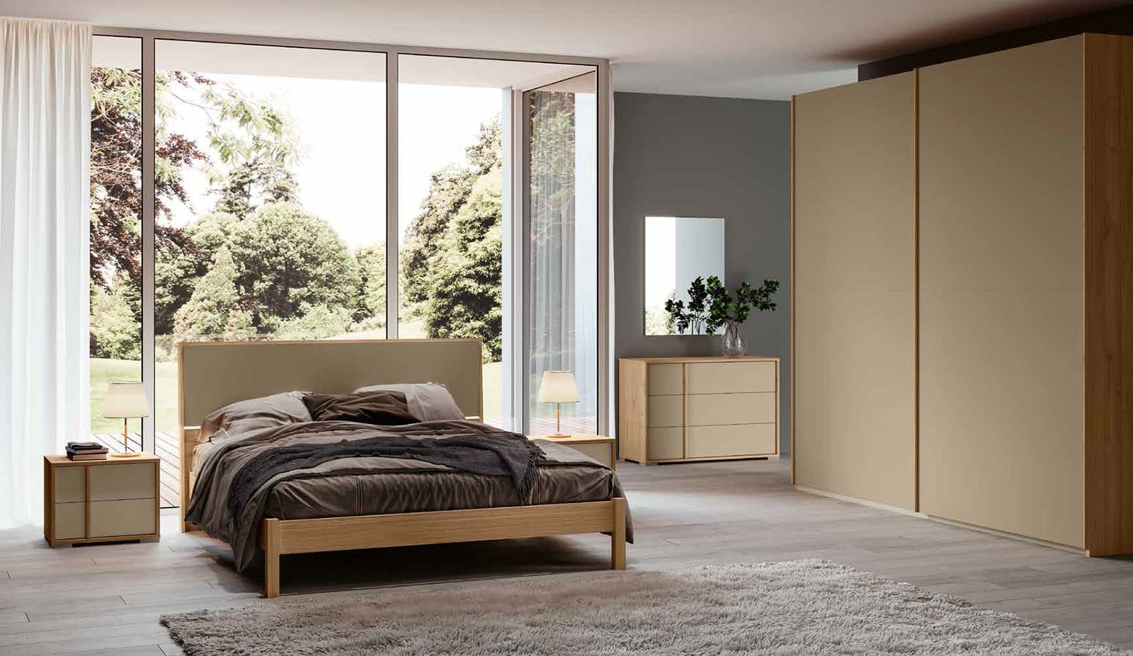 Camera matrimoniale completa Oro e Noce biondo