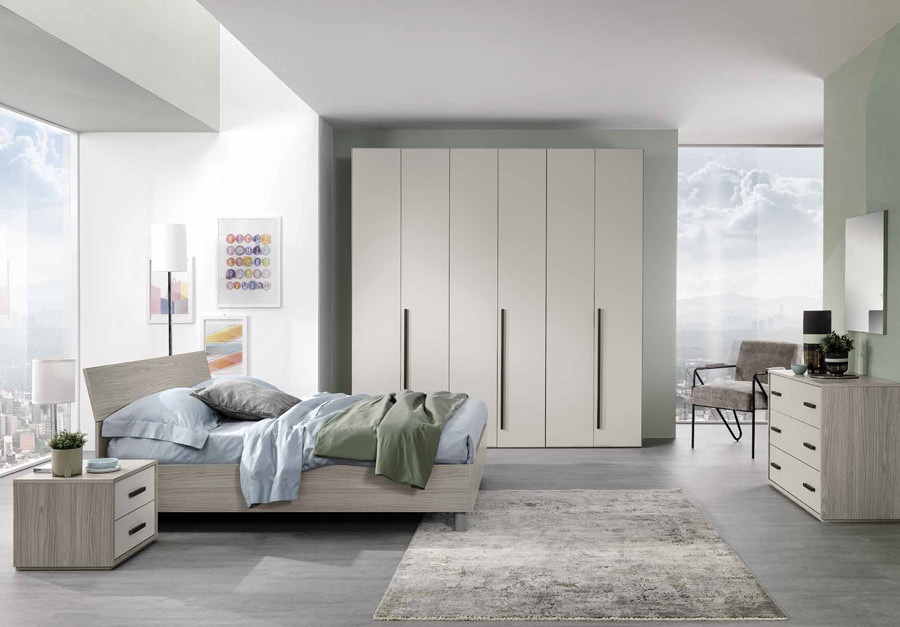 Letto matrimoniale, finitura grigio resina, made in Italy