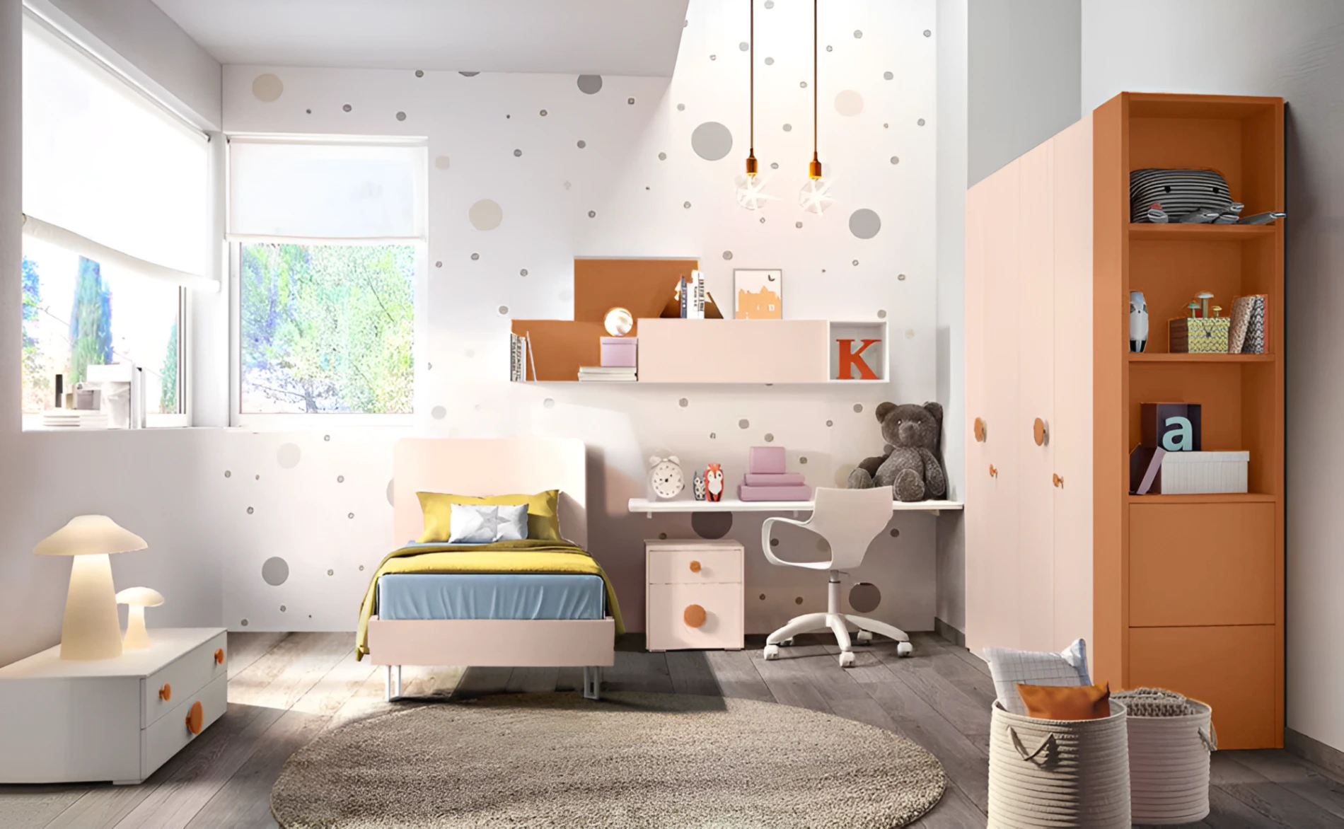 cameretta peonia e terracotta