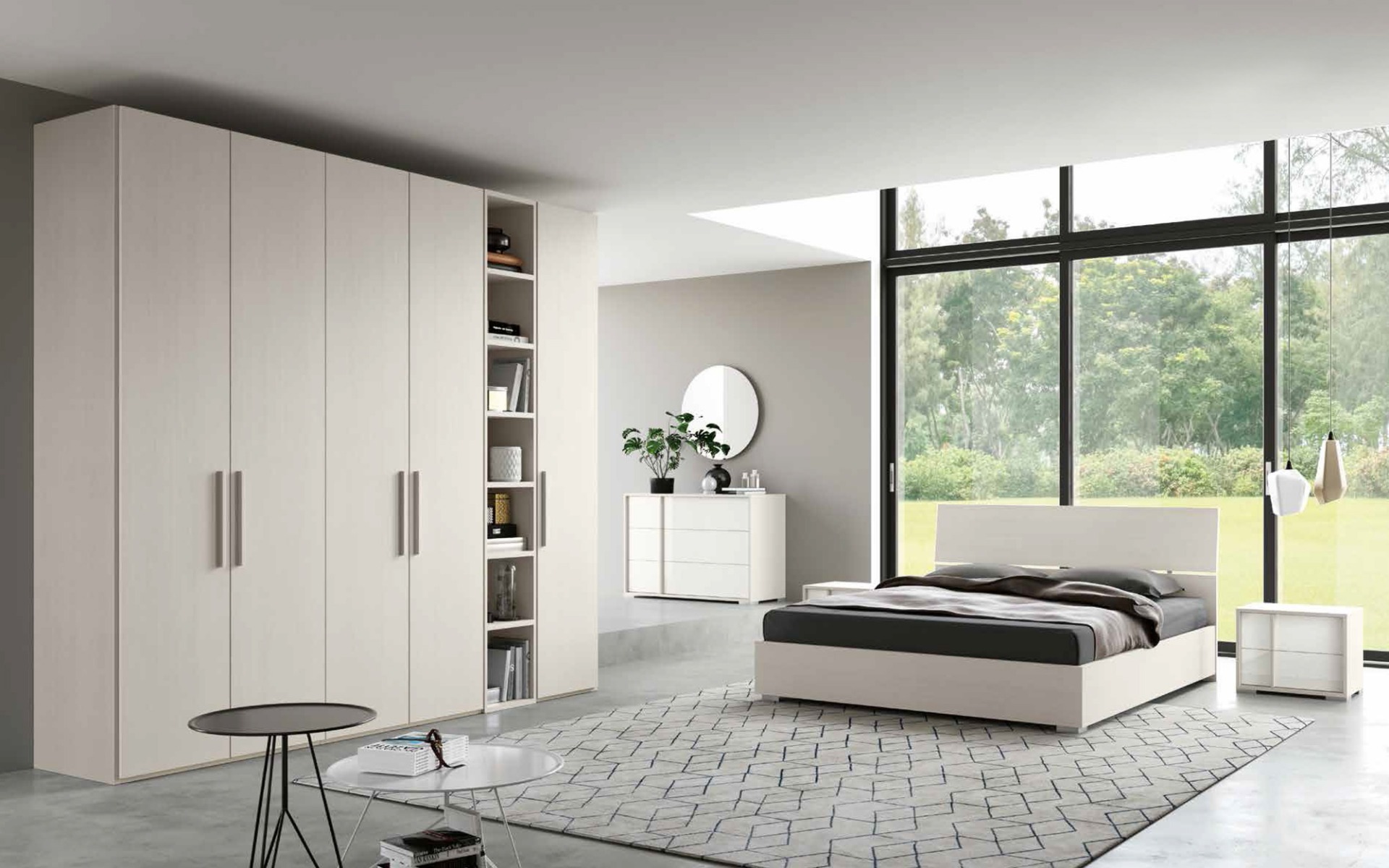 Camera completa made in Italy scontatissima in larice bianco e bianco lucido