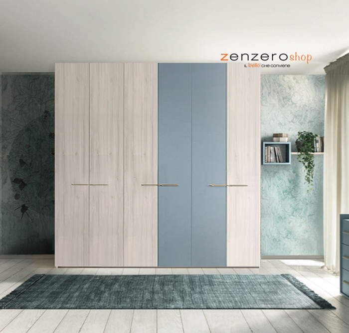 Armadio moderno a 6 ante battenti in finitura Noce brina e Cadaques