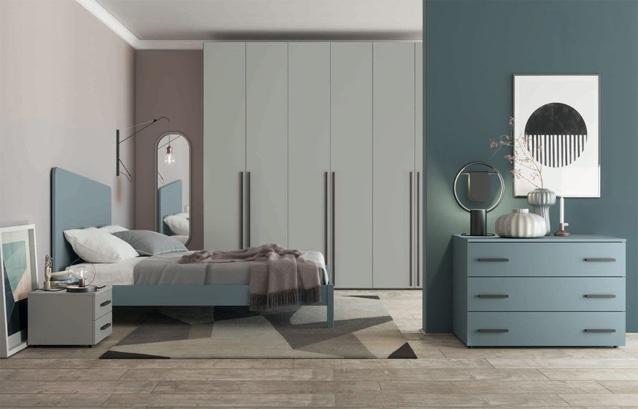 Camera da letto a prezzo basso, Rovere gesso e Grigio Dorian