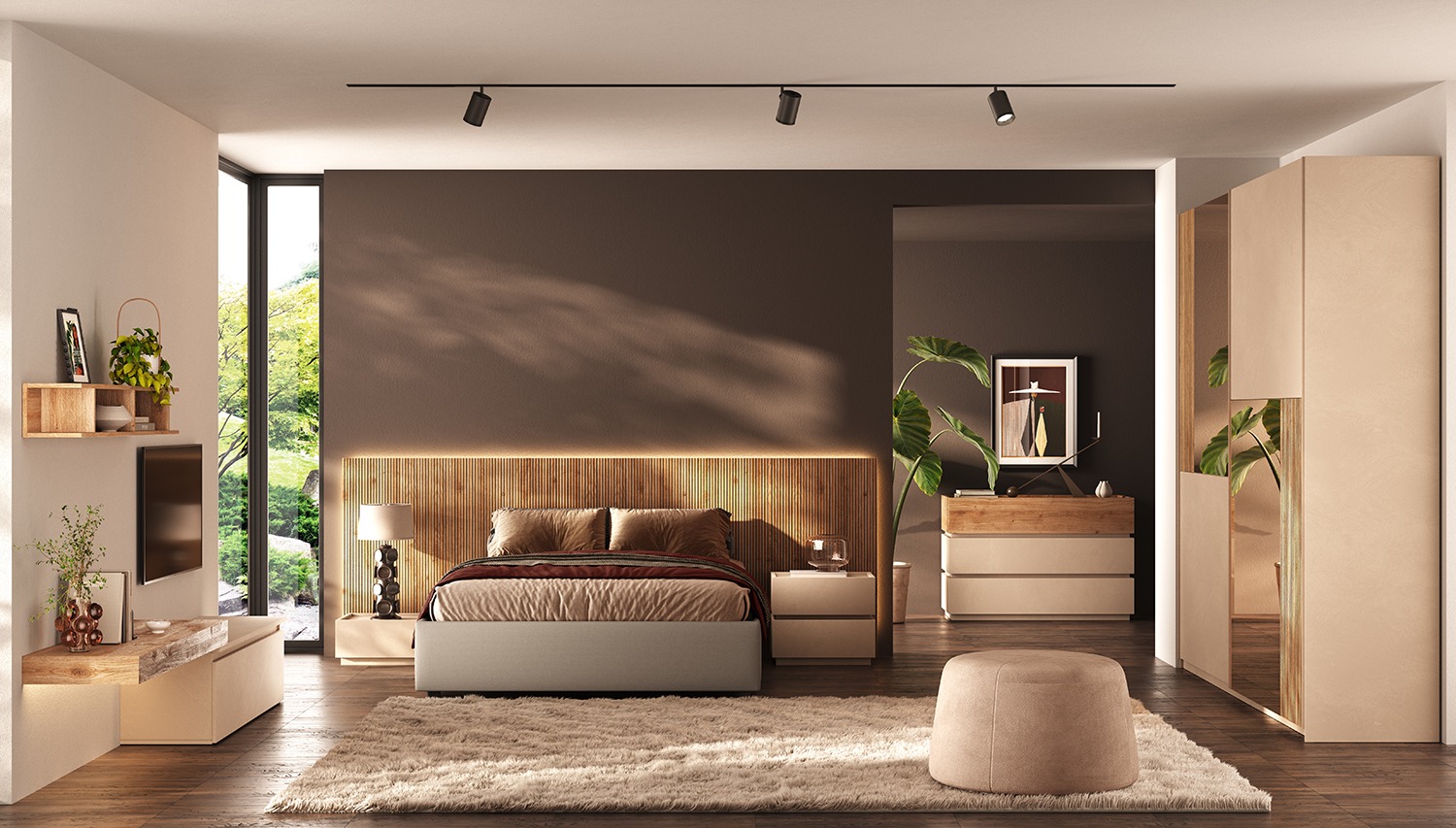 Camera matrimoniale cannettato Cadiz, Cashmere e Beige