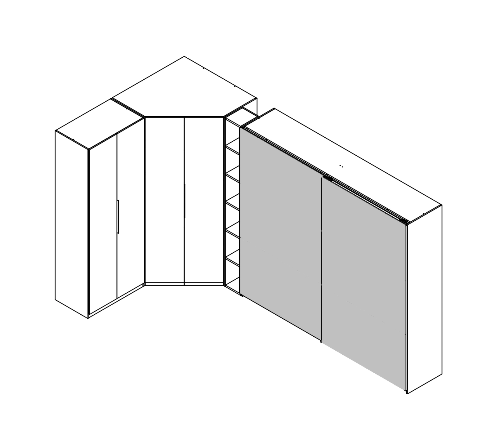 armadio angolare scorrevole