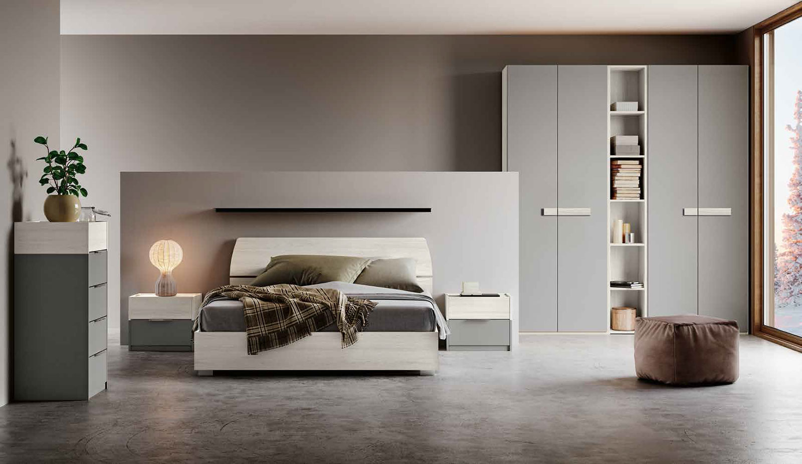 Camera matrimoniale completa Argento e Bianco altea