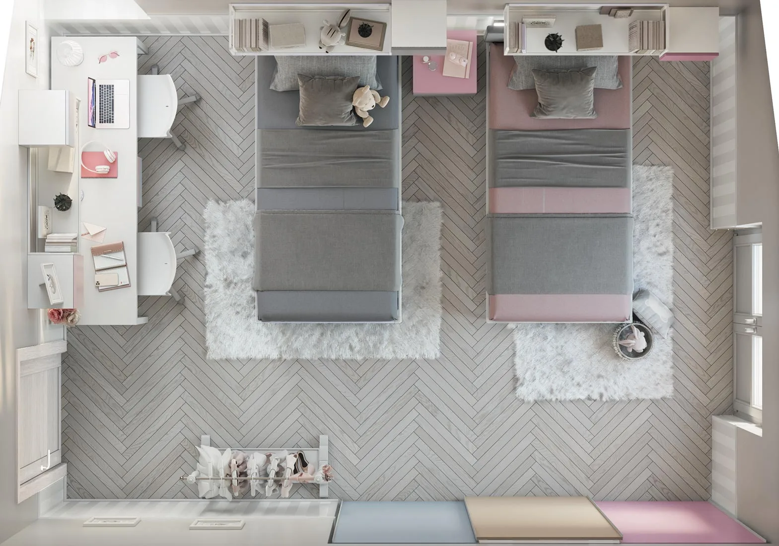 Letto Simple Soft singolo extra large , Bianco luce e Grigio pietra Zenzero Shop