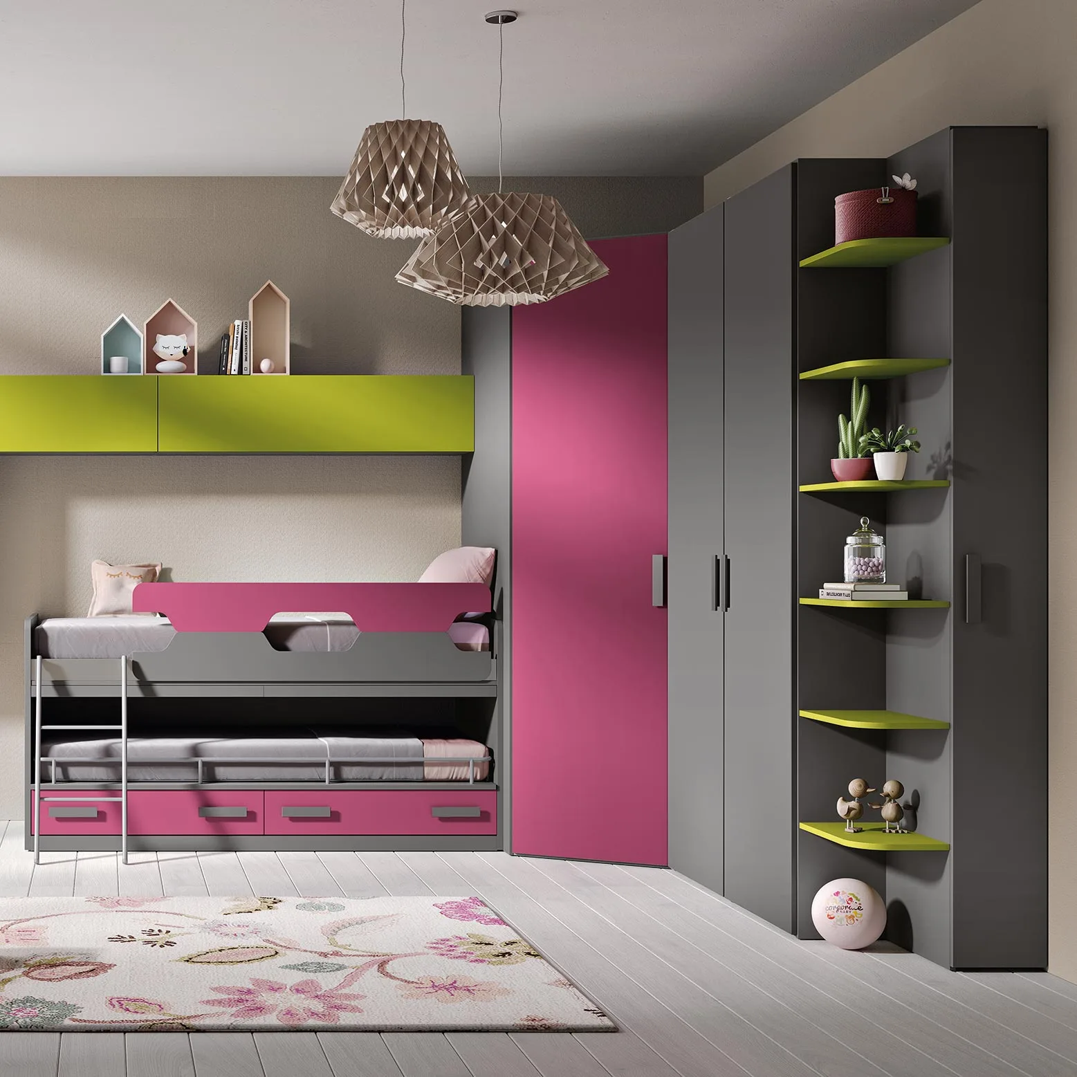 cameretta verde e rosa