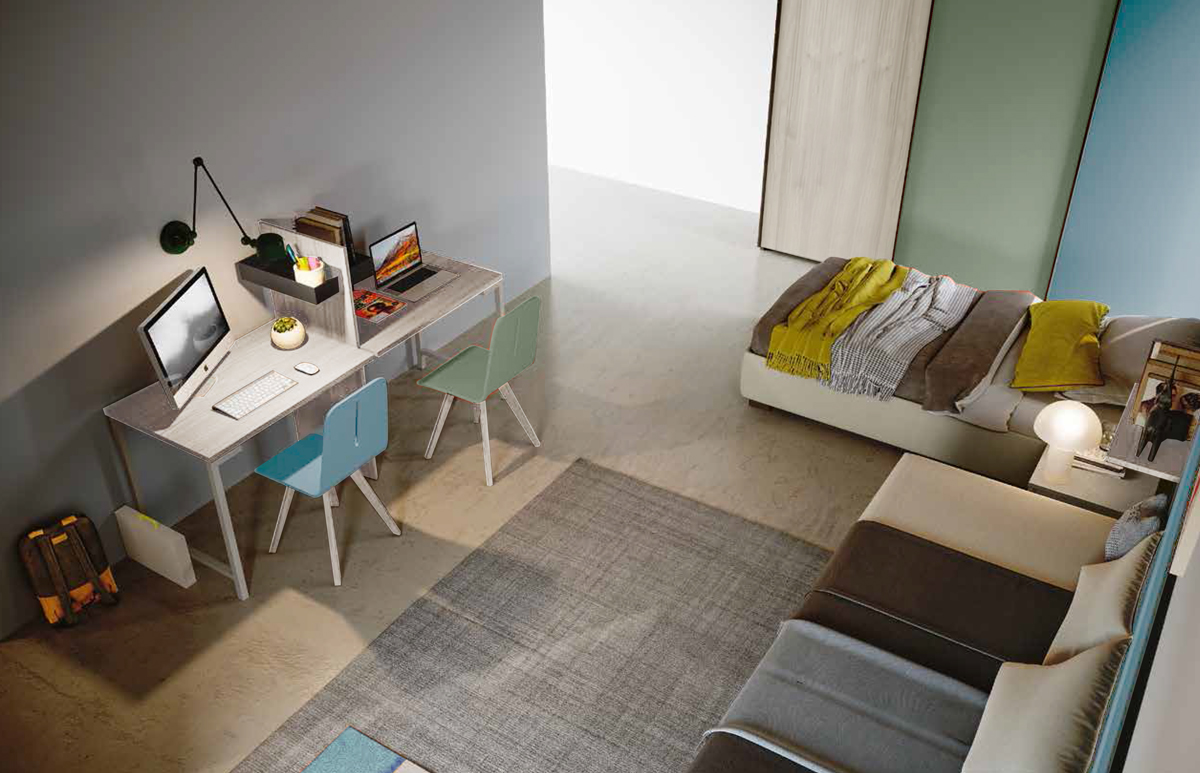 Cameretta da ragazzi in Bianco altea, Agave e Carta da zucchero