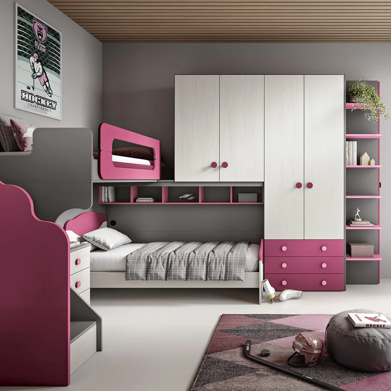 soppalco per bambine fuxia