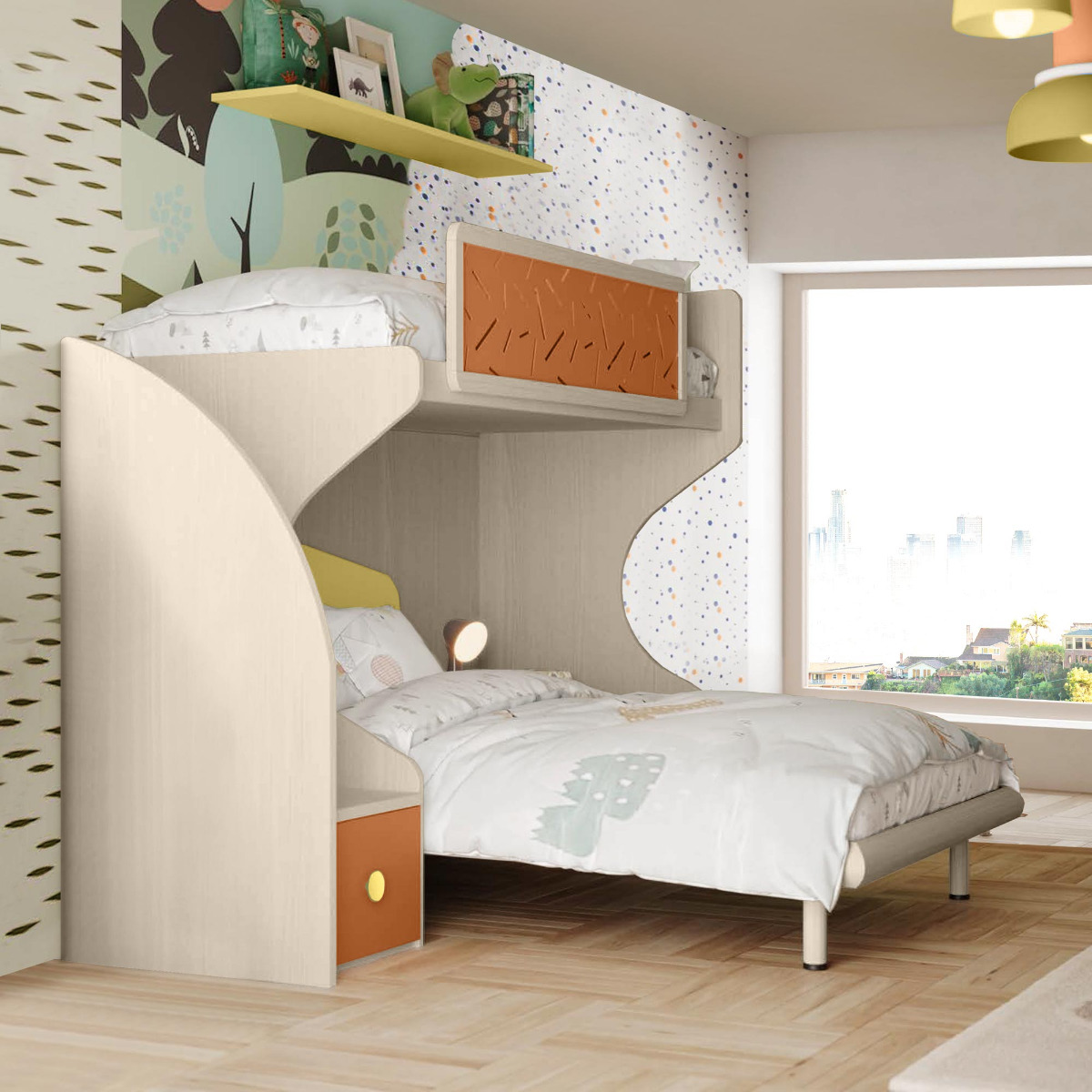 letto a castello arancione