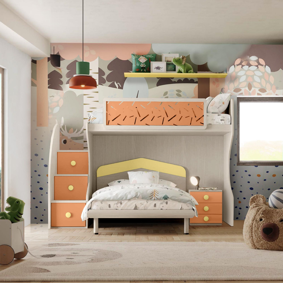 letto a castello arancione