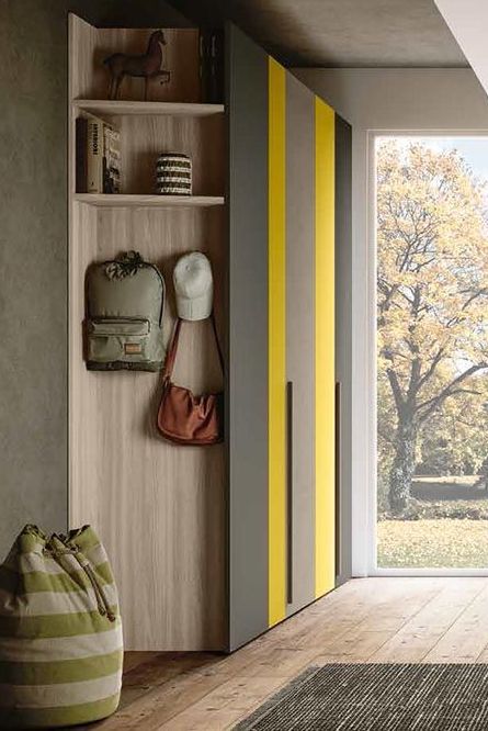 Armadio&#x20;da&#x20;camerette&#x20;4&#x20;ante&#x20;battenti&#x20;in&#x20;Giallo&#x20;cedro,&#x20;Grigio&#x20;cenere,&#x20;Argilla&#x20;e&#x20;Olmo