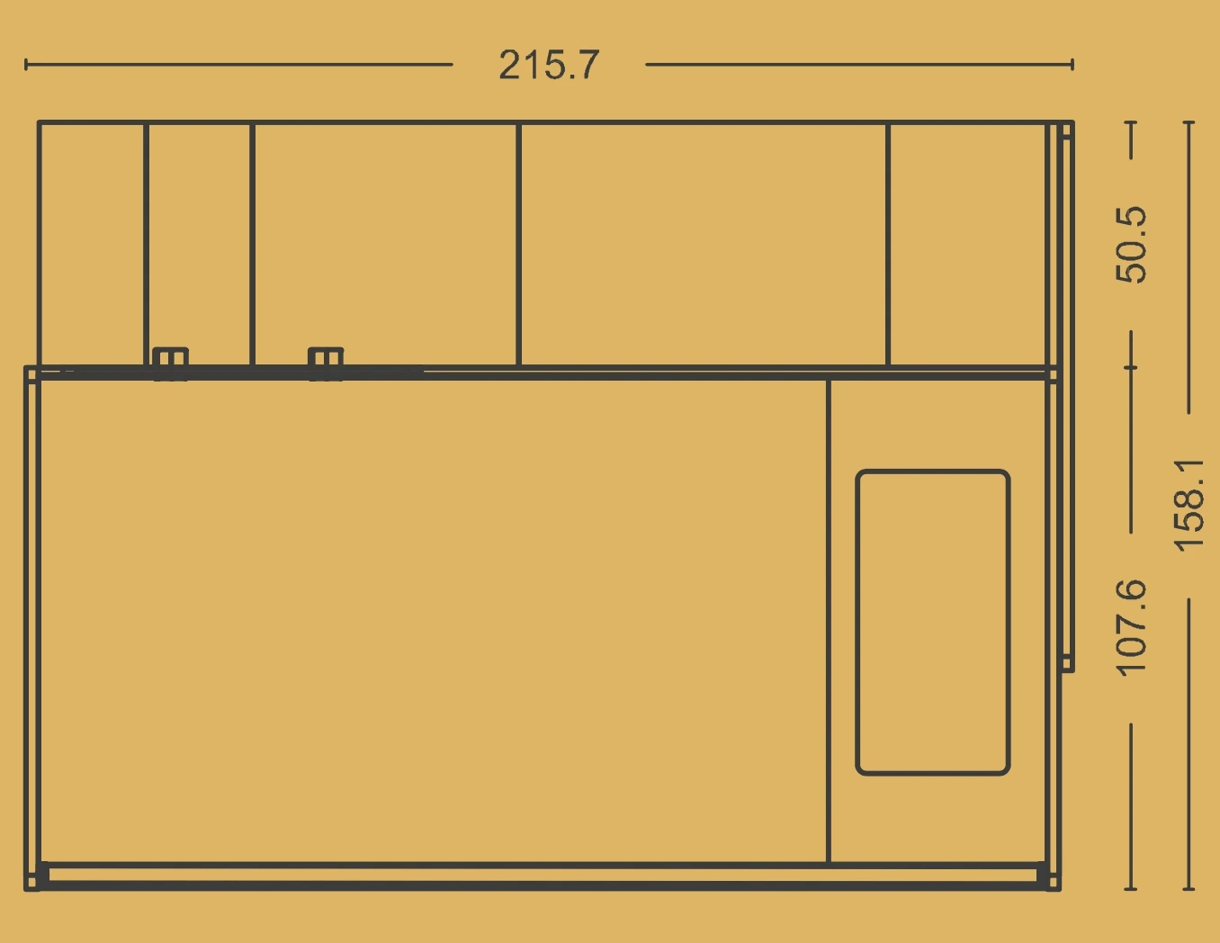 Letto a castello Level Smart, Frassino bianco, Ocra e Cemento, Moretti Compact