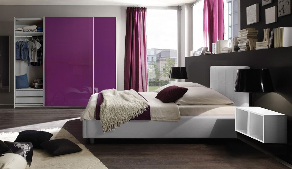 Cameretta moderna, come in foto, in finitura lilla e Bianco