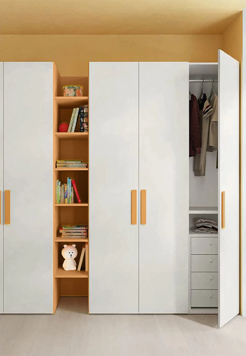 Cameretta per ragazzi Cemento artico, Royal oak e Miele