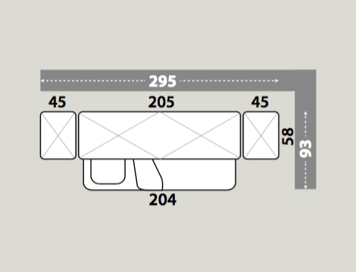 Cameretta ponte H.226, finitura Rovere ambra, Salvia e Nebbia