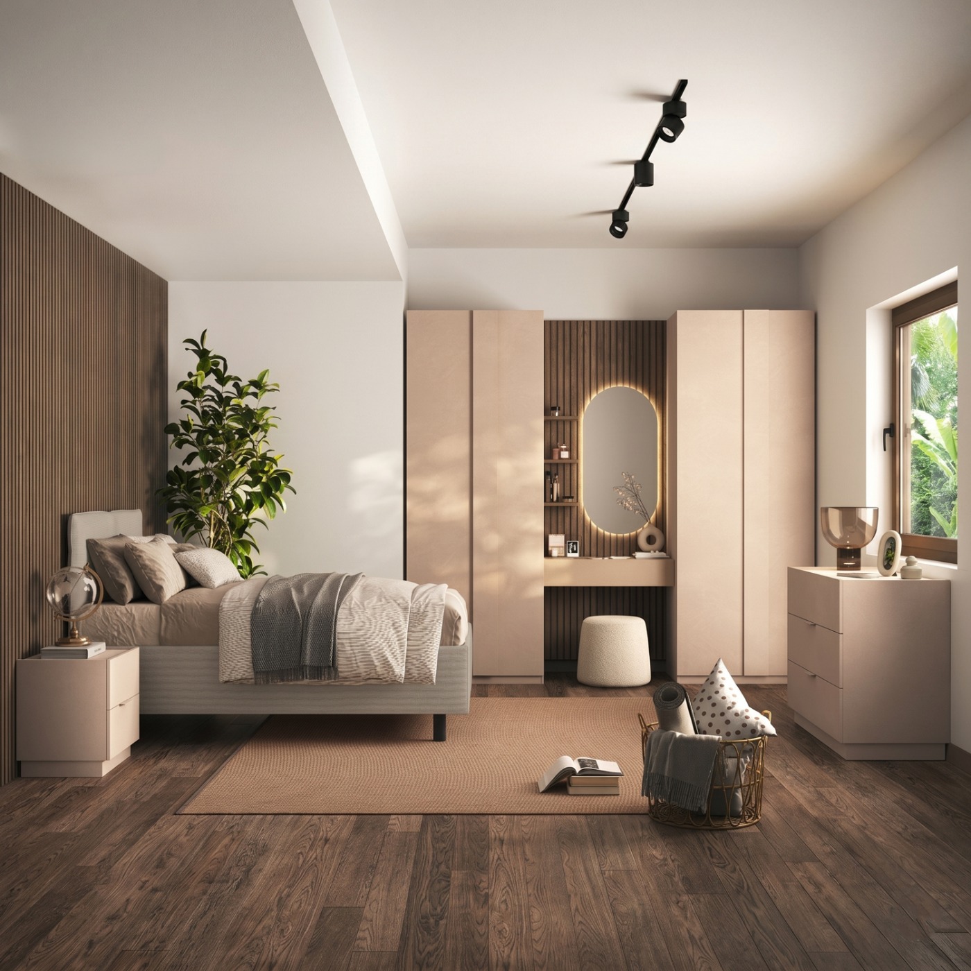 Camera ragazze con postazione trucco, letto e comodino, Cashmere e Mercure