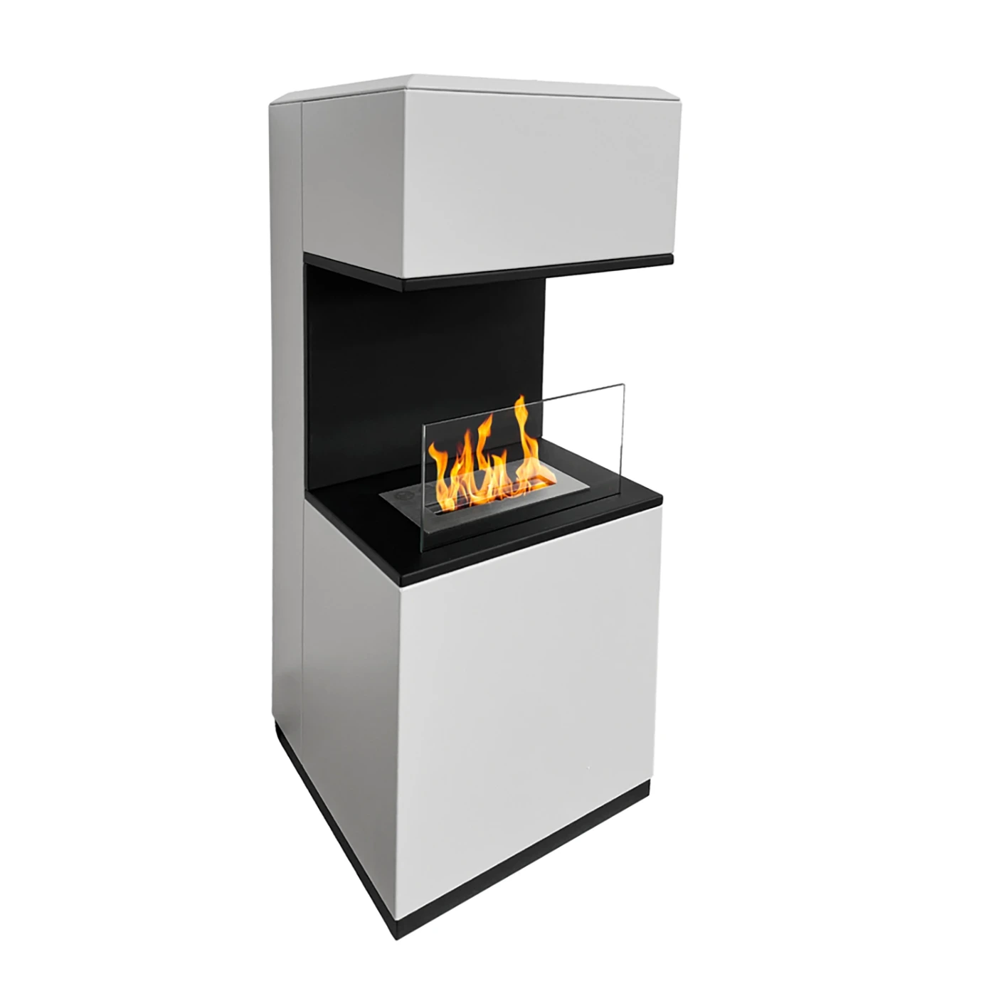 Camino a bioetanolo biocamino da terra, Bianco, 40x40x100 h cm Zenzero Shop