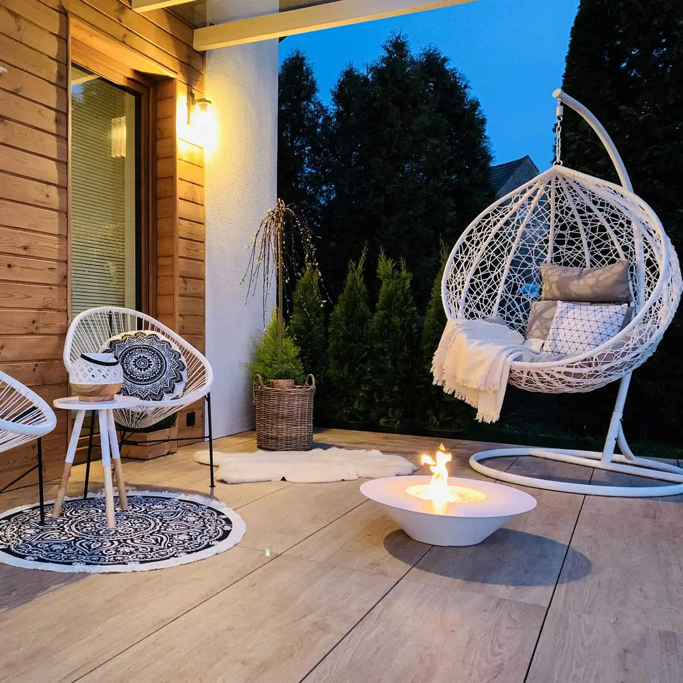 camino braciere bianco da terra