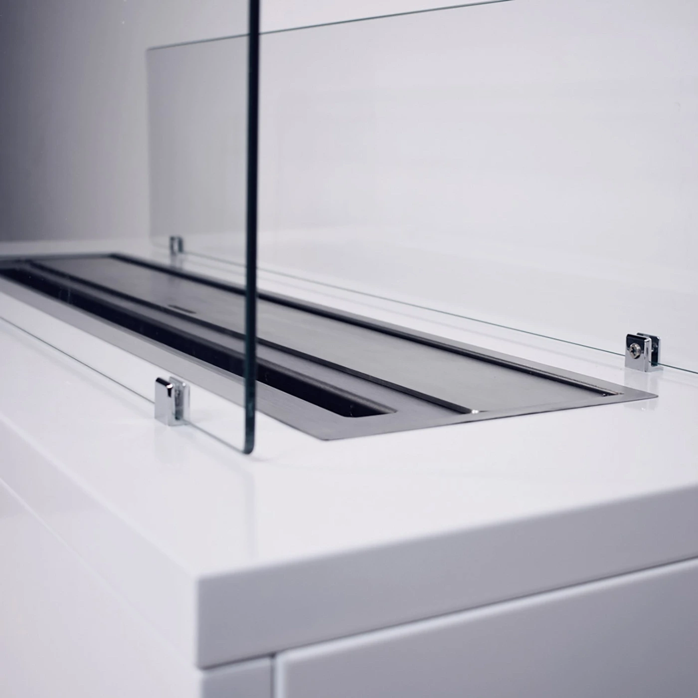 Camino a bioetanolo da terra, Bianco, 100x40x60 h cm Zenzero Shop