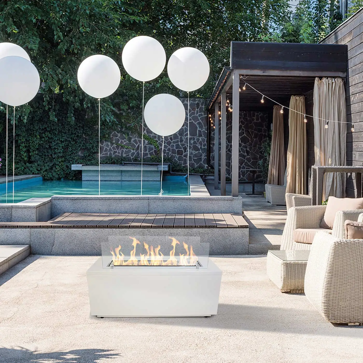 Camino a bioetanolo da terra, Bianco, 100x40x60 h cm Zenzero Shop