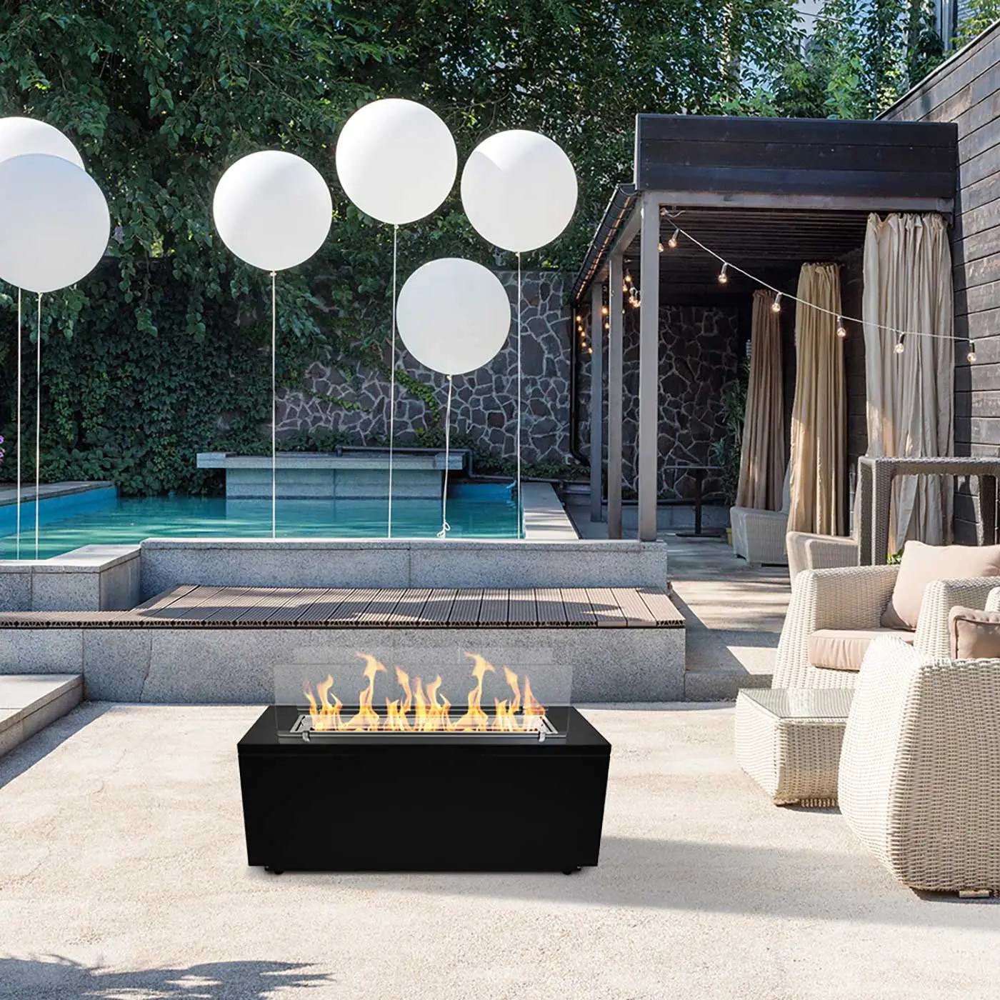 Camino a bioetanolo da terra, Nero, 100x40x60 h cm Zenzero Shop