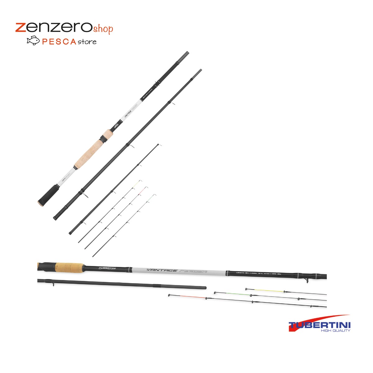 canne da feeder realizzate in carbonio ad alto modulo ed intermedio.