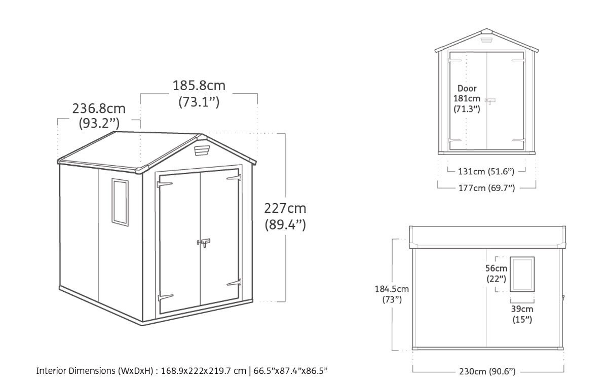 Casetta da esterno medio grande, Grigia, Magnolia