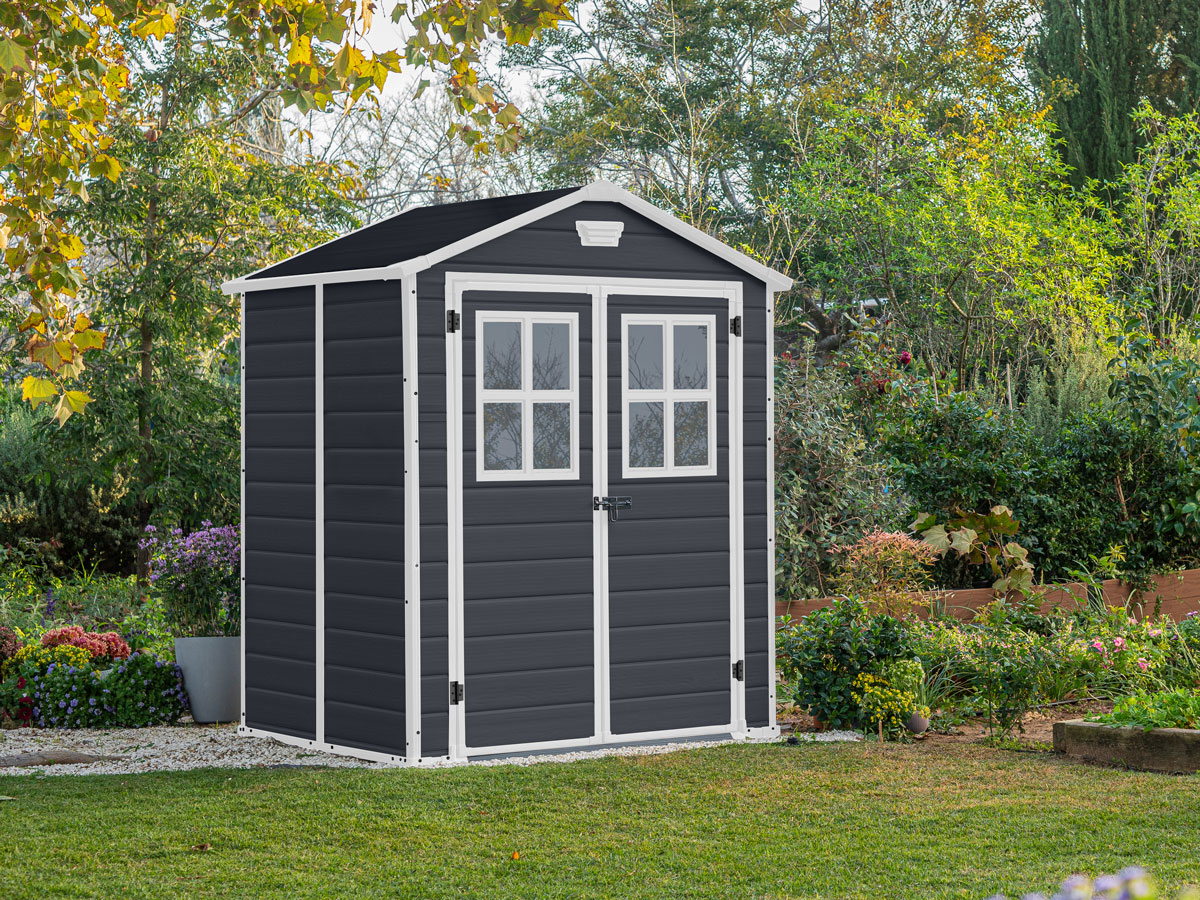 Casetta da esterno Grigio scuro, con finestre, Magnolia