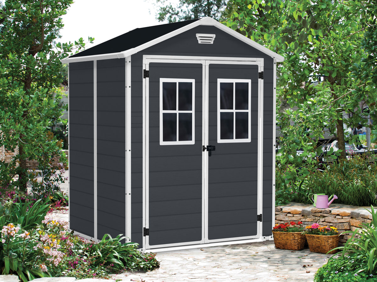 Casetta da esterno Grigio scuro, con finestre, Magnolia