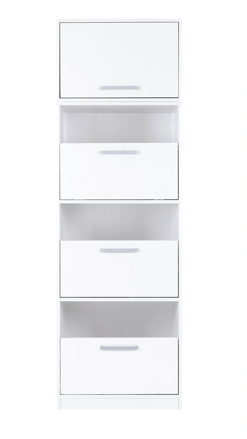 Mobile con 3 cassettoni contenitori con pensile, L.67 H.208 P.68, Bianco