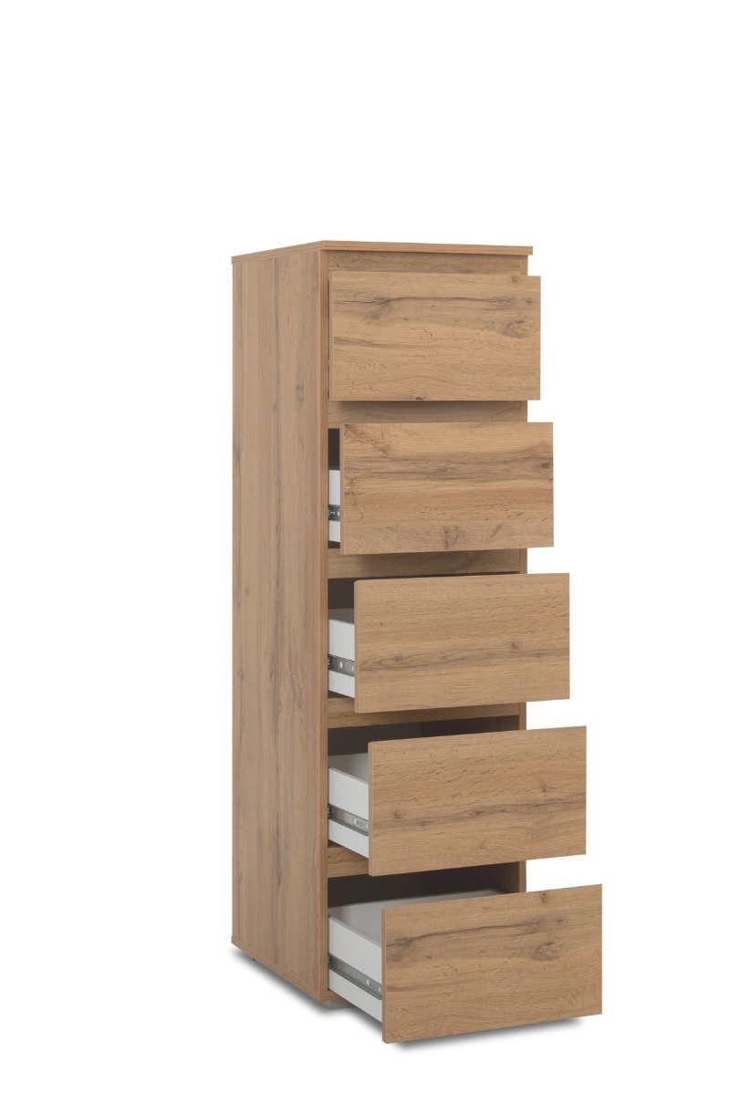Settimino salvaspazio a 5 cassetti finitura Rovere